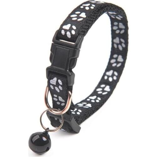Pet Cat Collar Colorful With Bell Adjustable Buckle Necklace Funny Footprint Collars Pet Supplies Cat Accessories