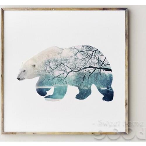Polar Bear with Snow scene Canvas Art Print Poster, Wall Pictures for Home Decoration, Wall Decor YE117