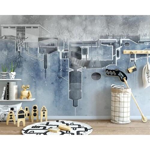 Custom Any Size Murals Wallpaper Nordic abstract geometric city building background wall wall papers home decor