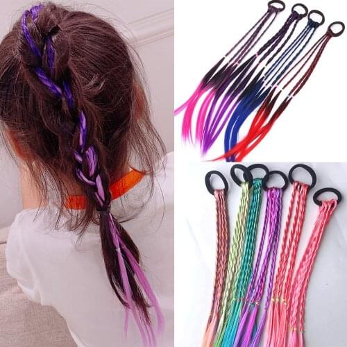 Headband Girls Twist Braid Rope Simple Rubber Band Hair Accessories Kids Wig Hair Band With Wig Colorful Wig Styling Headdress