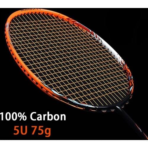 5U 75G 100% T700 Carbon Fiber Badminton Racket Ultralight Strung Professional Racquet With Bags 22-30LBS G4 Speed Sport Adult