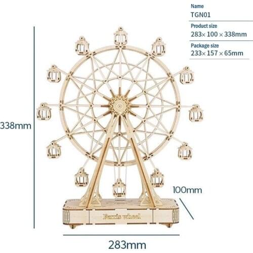 Robotime Rolife 232pcs Rotatable DIY 3D Ferris Wheel Wooden Model Building Block Kits Assembly Toy Gift for Children Adult TGN01