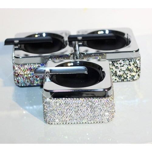 Luxury Rhinestone Cystal Pasted Cigarette Ashtray for Car Home Office Unique Refined Ashtray for Women Gift