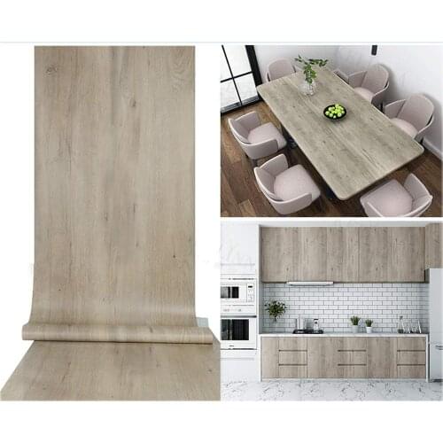 Self Adhesive Light Grey Wood Wallpaper Vinyl Contact Paper for Kitchen Cabinets Furniture Door Sticker Wall Paper