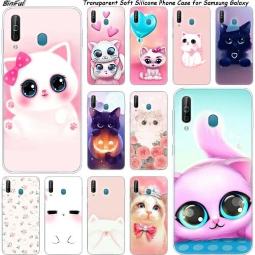Cartoon Cute Cats Silicone Phone Case For Samsung Galaxy A80 A70 A60 A50 A40 A40S A30 A20E A2CORE M40 Note 10 Plus 9 8 5 Fashion