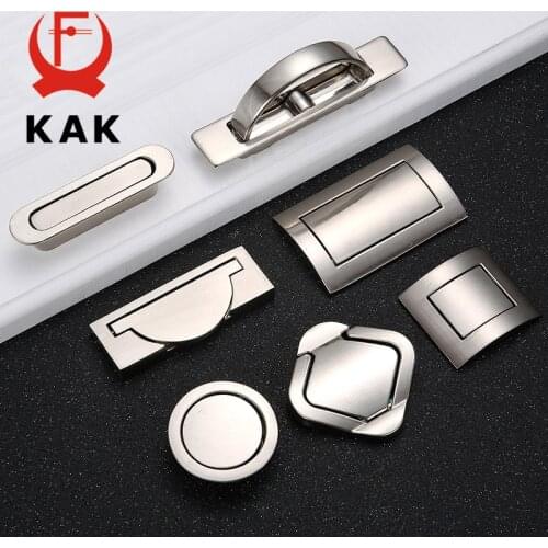 KAK Tatami Hidden Door Handles Zinc Alloy Recessed Flush Pull Cover Floor Cabinet Handle Silver Black Furniture Handle Hardware