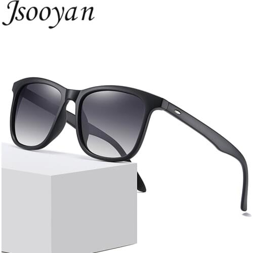 Jsooyan Retro Square Sunglasses Mens Polarized UV400 Sun Glasses Trendy High Quality Transparent Driving Eyewear For Male