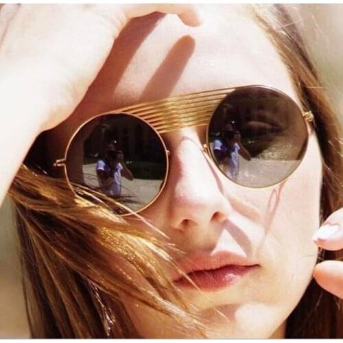 KAPELUS stainless steel new round frame sunglasses Mesh personality sunglasses Anti-sunlight exposure glasses UV400