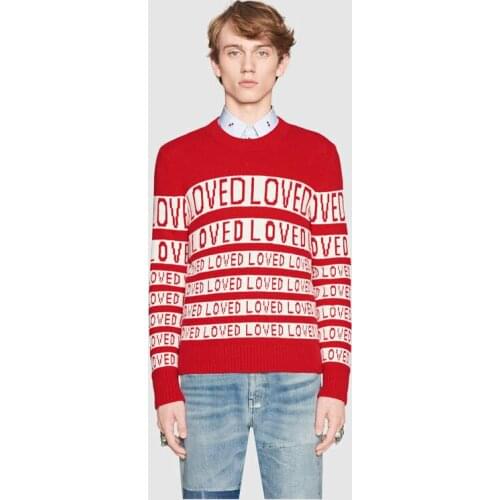 Unisex Man Sweaters Autumn Winter Thick Warm Letter Loved Sweater Women Casual Plus Size Rabbit Velvet Runway Sweater Pullovers