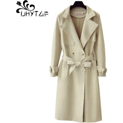 UHYTGF Women's Suede Trench Coats