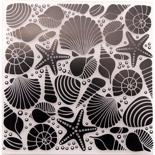 EMBOSSER Plastic Embossing Folder For Scrapbook Stencils SEASHELL DIY PAPER Album Cards Making CRAFT SUPPLIES Scrapbooking MOLDS