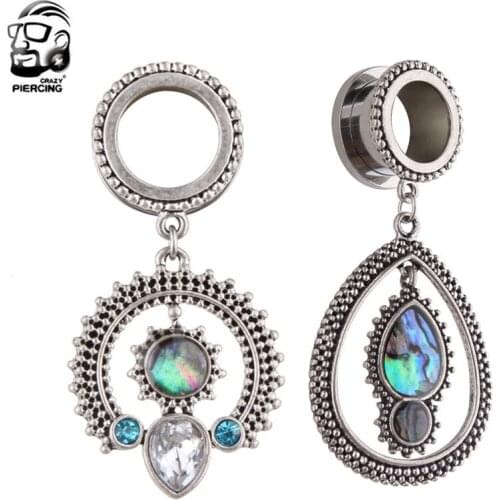 Stainless Steel Pendant Ear Plugs Retro Tunnels Ear Piercings Screw Expansion Ear Stretched Piercing Flesh Tunnels Body Jewelry