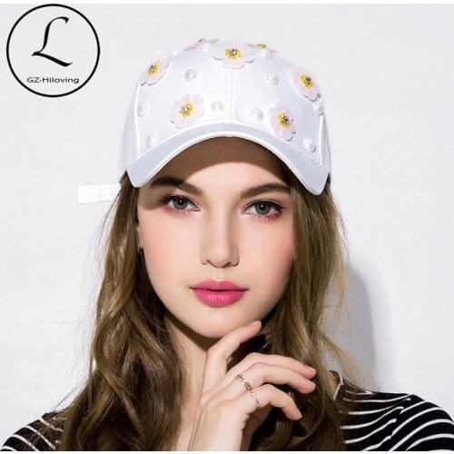 GZHILOVINGL 2018 New Fashion Floral White Baseball Cap Women Hats Spring Caps Snapback Summer For Women Adjustable Gorras Cap