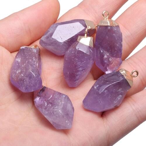 1 piece Natural Stone Amethysts Pendants Irregular shape Exquisite Charm For jewelry making DIY necklace Earring accessories