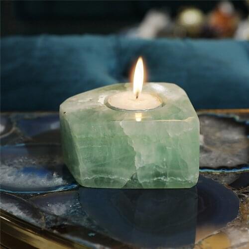 1pcs Green Flourite Natural Stones Candlesticks Candle Holders For Wedding Party Dinner Crystal Candle Sticks