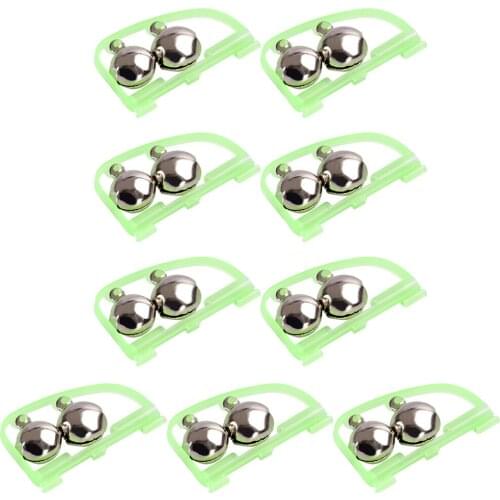 10pcs Fluorescent Fishing Bite Rod Pole Tip Clip Twin Bell Alarm Alert Ring Glow Outdoor Night In The Dark Fishing Tackle