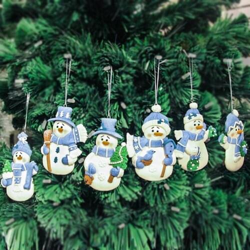 6Pcs Adorable Christmas Ornaments Eye-catching Cartoon Shape Shatterproof Rubber Miniature Xmas Tree Hanging Ornaments for Home