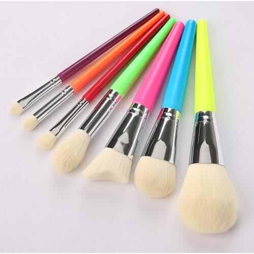 7pcs Rainbow Makeup Brushes Maquiagem Foundation Powder Cosmetic Blush Eyeshadow Women Beauty Glitter Make Up Brush Tools