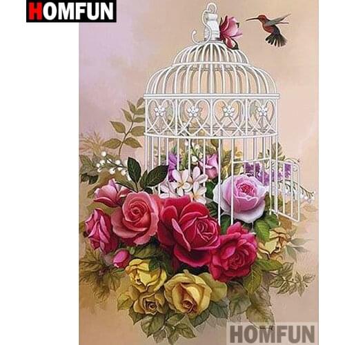 HOMFUN Full Square/Round Drill 5D DIY Diamond Painting "Bird cage flower" Embroidery Cross Stitch 5D Home A07900