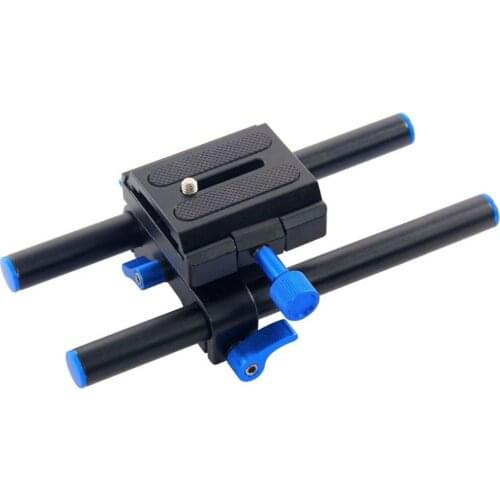 DSLR Camera Base Plate Universal 15mm Rail Rod Support System 1/4" Screw Quick Release Plate for Cage Rig Follow Focus Matte Box