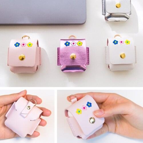 Bentoy Embroidery Flowers Airpod Storage Case Laser PU Earphone Storage Bag Wireless Bluetooth Pouch Hyun Ah Style Coin Purse