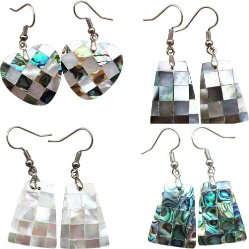 Free Shipping Beautiful jewelry Mother of pearl & New Zealand Abalone Shell Women Dangle Earrings WFH740