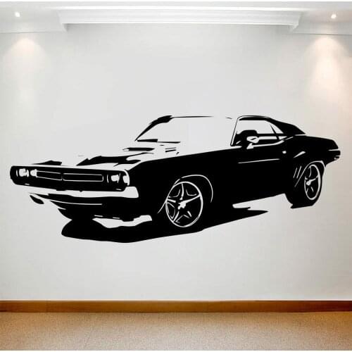 Large Classical Car Wall Sticker Challenger Bedroom Wall Sticker Art Teen Room Home Decor Vinyl Sticker Living Room WallPaper