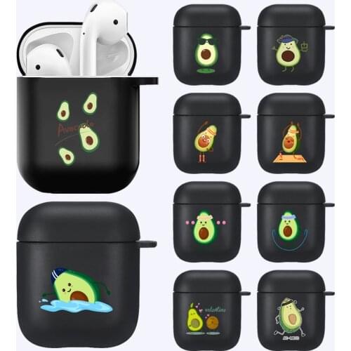 For Apple Airpods 1st /2nd Gen Black Soft Silicone Avocado series Pattern Wireless Earphone Charging Box Headphone Cover Cases