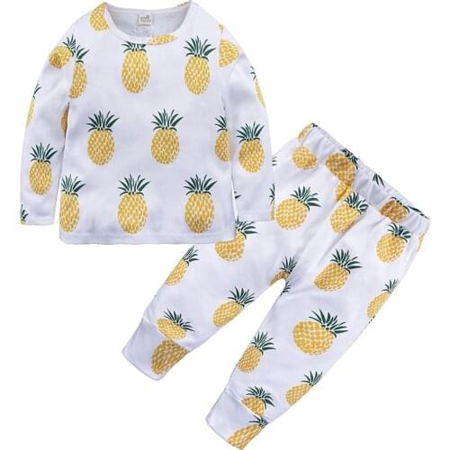 Baby Pajamas 2Pcs/Suit Spring Autumn Long sleeve Cotton Pajama Soft Boy Girl newborn Home Clothing Sleepwears Fruit Design