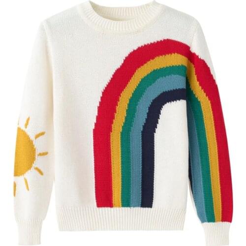 Children Rainbow Striped Knit Sweater Kids Knitting Sweater Boys Girls clothing Autumn Tee Tops 2-8T high quality
