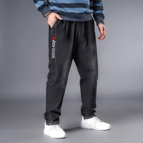 Plus Size 6XL 5XL XXXXL Fashoin Blue Jeans 2020 Vintage Straight Pants Harajuku Jeans Wide Leg Jeans High Quality Denim Pants