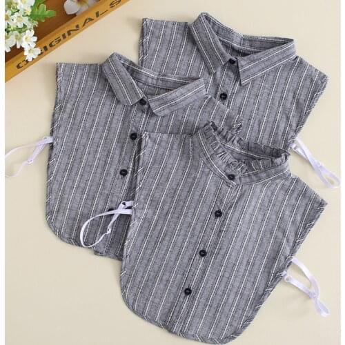 Cotton Striped Fake Collar for Women Shirt Detachable Collars Ladies False Collar Female Removable Blouse Half Shirt Nep Kraagie