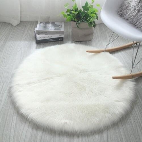 40*40cm Round Soft Faux Sheepskin Fur Area Rugs Bedroom Living Room Floor Shaggy Plush Carpet Home Floor Mat Rug Bedside Rugs