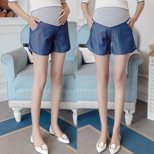 Maternity Summer New Denim Shorts Adjustable Elastic High Waist Pregnant women Jeans Pregnancy Loose Comfortable Short Pants
