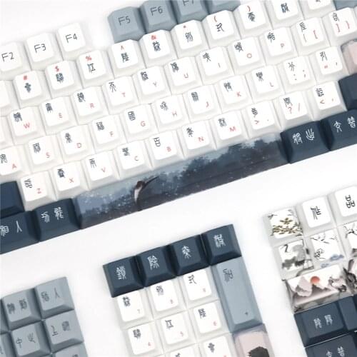 Chinese Style Red-Crowned Crane Set Keycaps Cherry Profile PBT Dye Sublimation Retro Keycaps For MX Switch Mechanical Keyboard