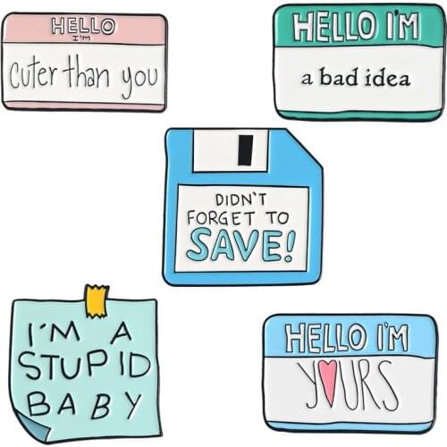 New Cartoon Cute Metal Enamel Cute note paper note stick wild alloy high-grade shirt denim badge brooch For Women