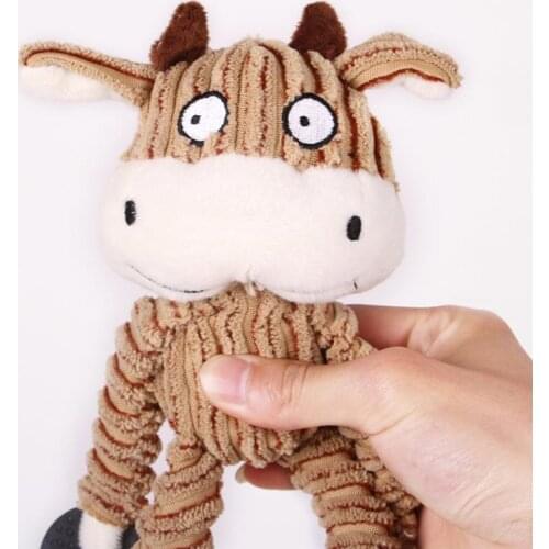 New Arrival Funny Pet Dog Toys Chew Squeaky Toys Cow Bear Plush Chewing Sound Molar Bite Grinding Animal Shape for Dogs Cat Toys