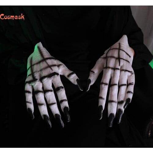 Cosmask Halloween Horror Ghost Claw Skull Gloves Black Nail Masquerade Party Supplies Party Dress Up Horror Female White Gloves