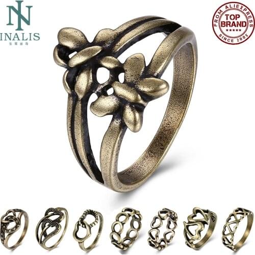 INALIS Simple Vintage Rings For Women Butterfly Heart shape Bronze Punk Rings New Fashion Jewelry gift female Rings 2021 Trend