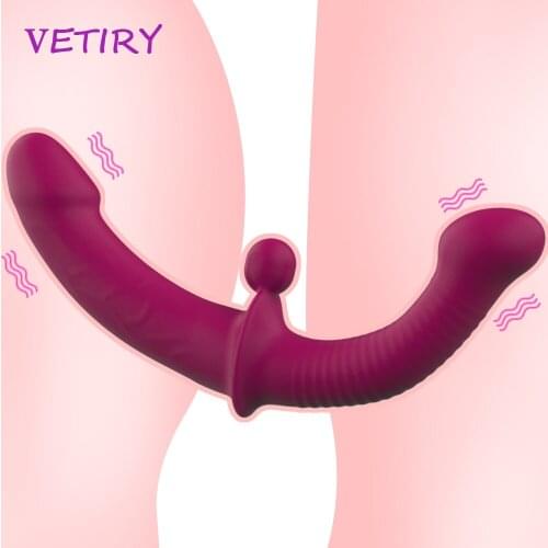 Strapless Strapon Dildo Vibrator Remote Control Double Head G-Spot Stimulate Sex Toys for Women Strap-on for Lesiban Climax