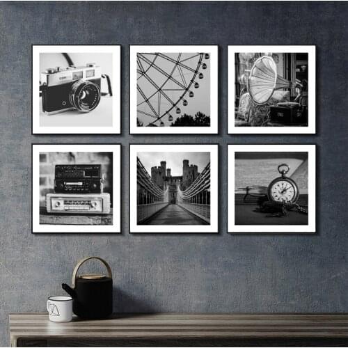Retro Black And White Landscape Photograph Wall Art Gallery Poster Print Canvas Paintings Square Pictures Interior Decoration