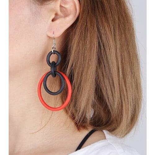 JID Boho Big Circles Hoop Earrings Colorful Punk Style Womens Drop Earrings 2021 Trend Fashion Rubber Jewellery Cheap Things