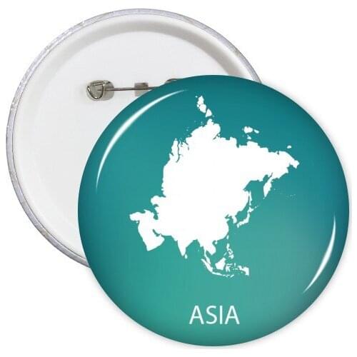 Asia Continent Outline Silhouette Map Round Pins Badge Button Clothing Decoration 5pcs Gift