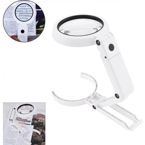 Foldable Rechargeable Magnifier11X ABS Acrylic Optical Lens Desk Top Multifunctional with 8 LED Light for Reading Inspection