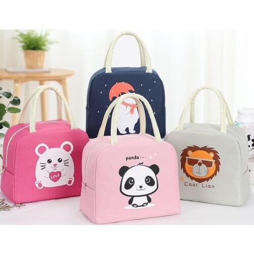 Cartoon Animal Lunch Bag Thermal Insulated Lunch Box Women Kids Bento Pouch Lunch Container School Food Storage Bags