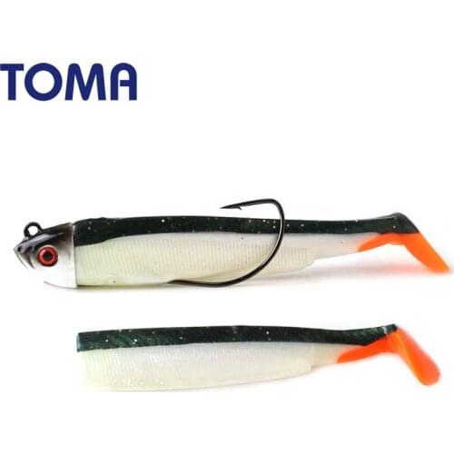 TOMA Black Minnow Fishing Lure Soft Baits 15g 30g Jig Head Seabass Swimbait Wobber Silicone Lure for Pike Seabass Fishing