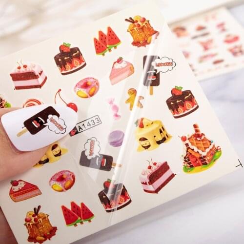 XWB delicious cake cool drink ice cream slider nail art water sticker nail art tattoo decoration manicure