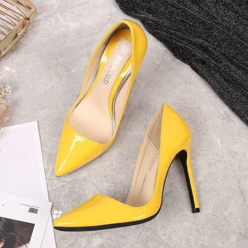 MAIERNISI Plus Size 35-46 Hot Women Shoes Pointed Toe Pumps PU Dress High Heels 11cm Boat Wedding Office Shoes Women