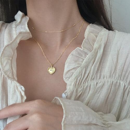 925 Sterling Silver Love Heart Necklace for Women Double Layer Clavicle Chain Gold Silver Necklaces Party Jewelry Gifts