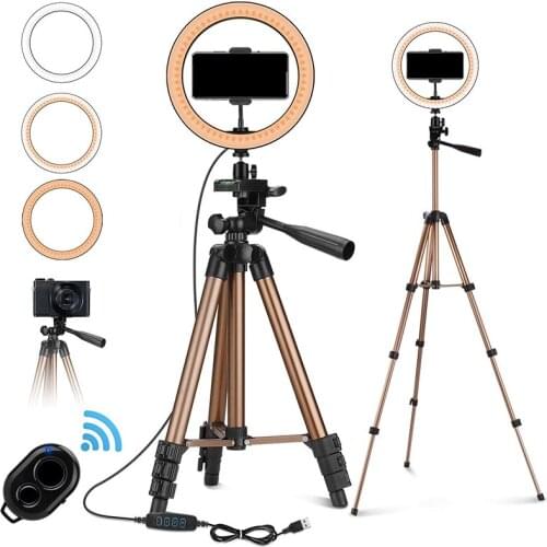 10 Inch Ring Light with Stand - Rovtop LED Camera Selfie Light Ring for phone Tripod and Phone Holder for Video Photography